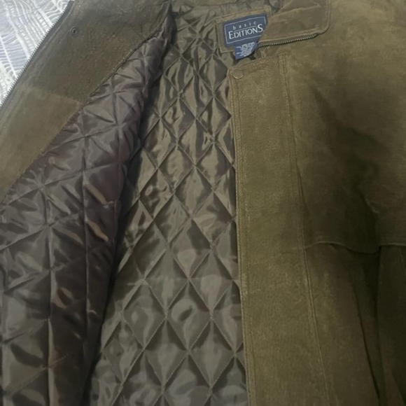 Mens Green Leather Jacket Large - Picture 3 of 3